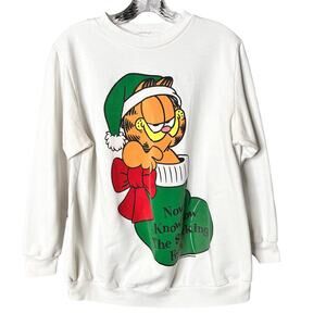 Vintage Garfield 1978 White Christmas Sweatshirt L/XL